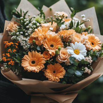 Flores Surtidas en Naranjas y Blancos